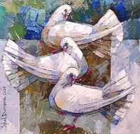 Iqbal Durrani, 18 x 18 Inch, Oil on Canvas, Pigeon Painting, AC-IQD-278